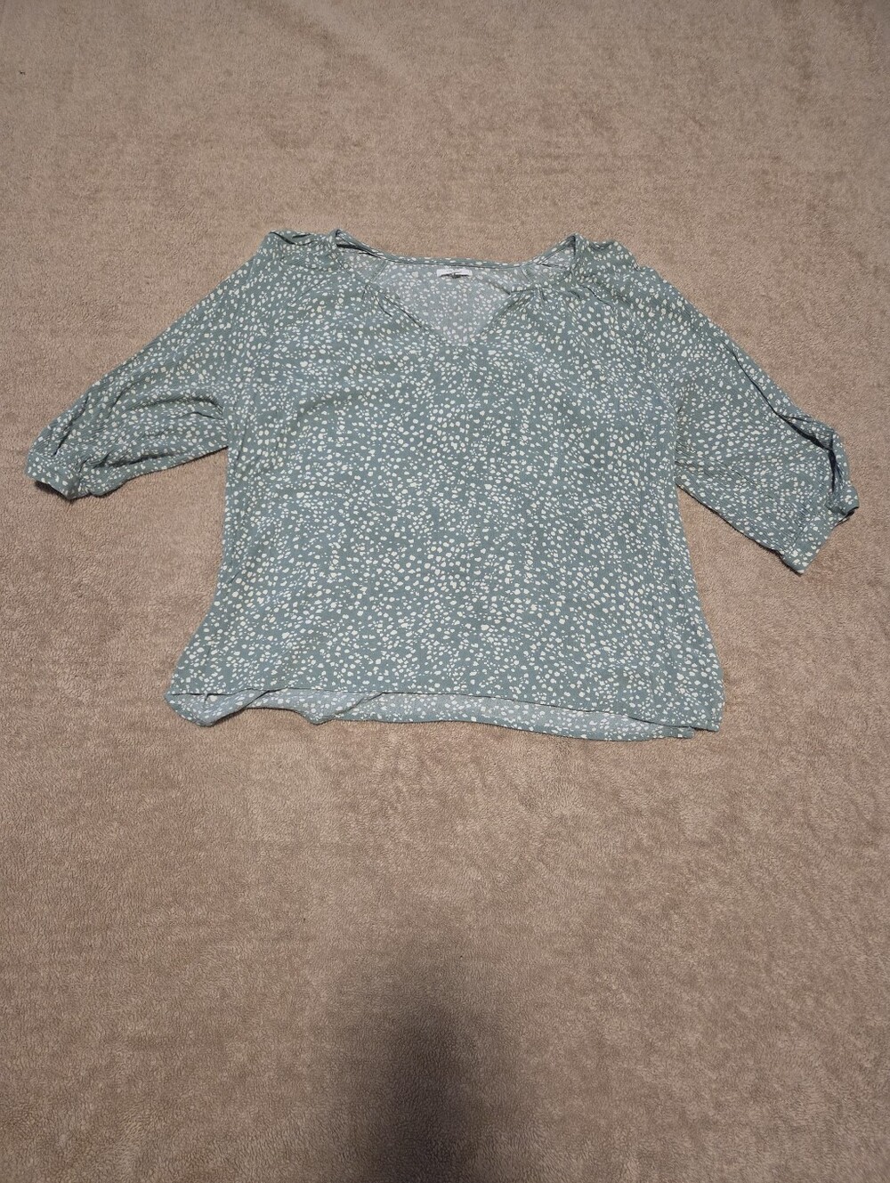 Maurices Sage Green V-Neck Dot Blouse